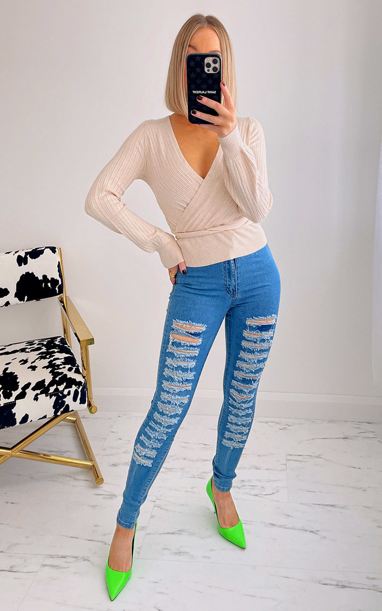 Clara Distressed High Waisted Jeans Thumbnail