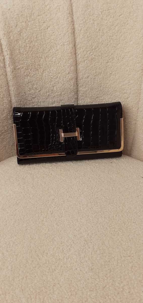 Clara Faux Leather Croc Print Buckle Purse