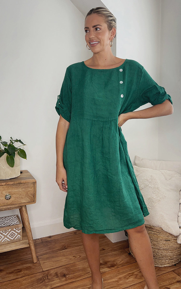 Giovanna Midi Dress with Button Detail Thumbnail Giovanna Midi Dress with Button Detail Thumbnail
