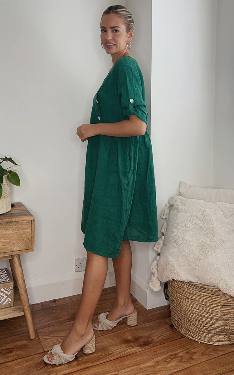Giovanna Midi Dress with Button Detail Thumbnail Giovanna Midi Dress with Button Detail Thumbnail