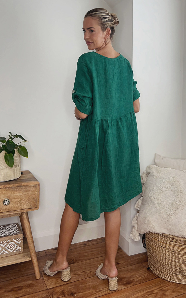 Giovanna Midi Dress with Button Detail Thumbnail Giovanna Midi Dress with Button Detail Thumbnail
