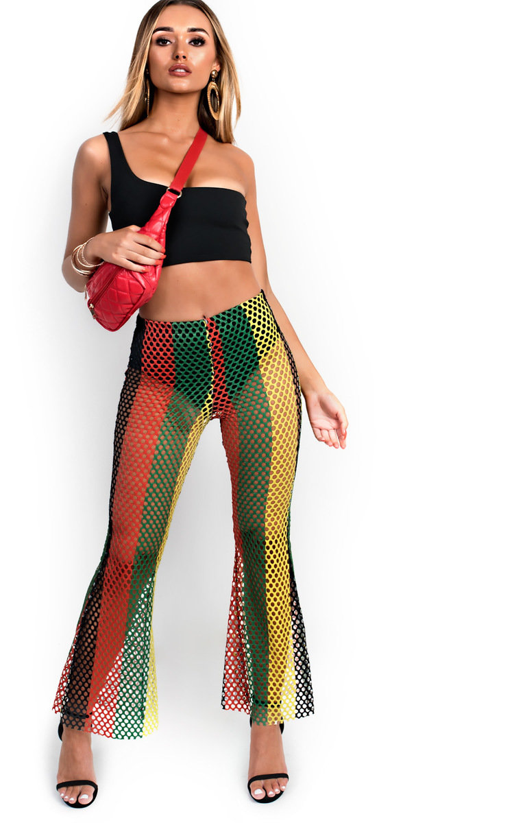 mesh flared trousers