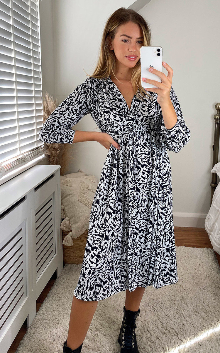 Corale Printed Midi Shirt Dress