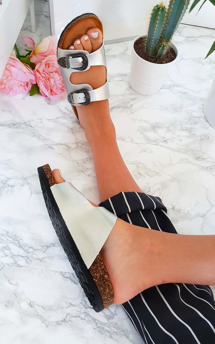Cori Double Buckle Slip On Sandals Thumbnail Cori Double Buckle Slip On Sandals Thumbnail