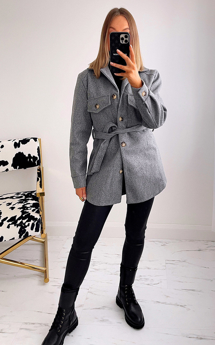 Courtney Belted Jacket with Button Detail Thumbnail