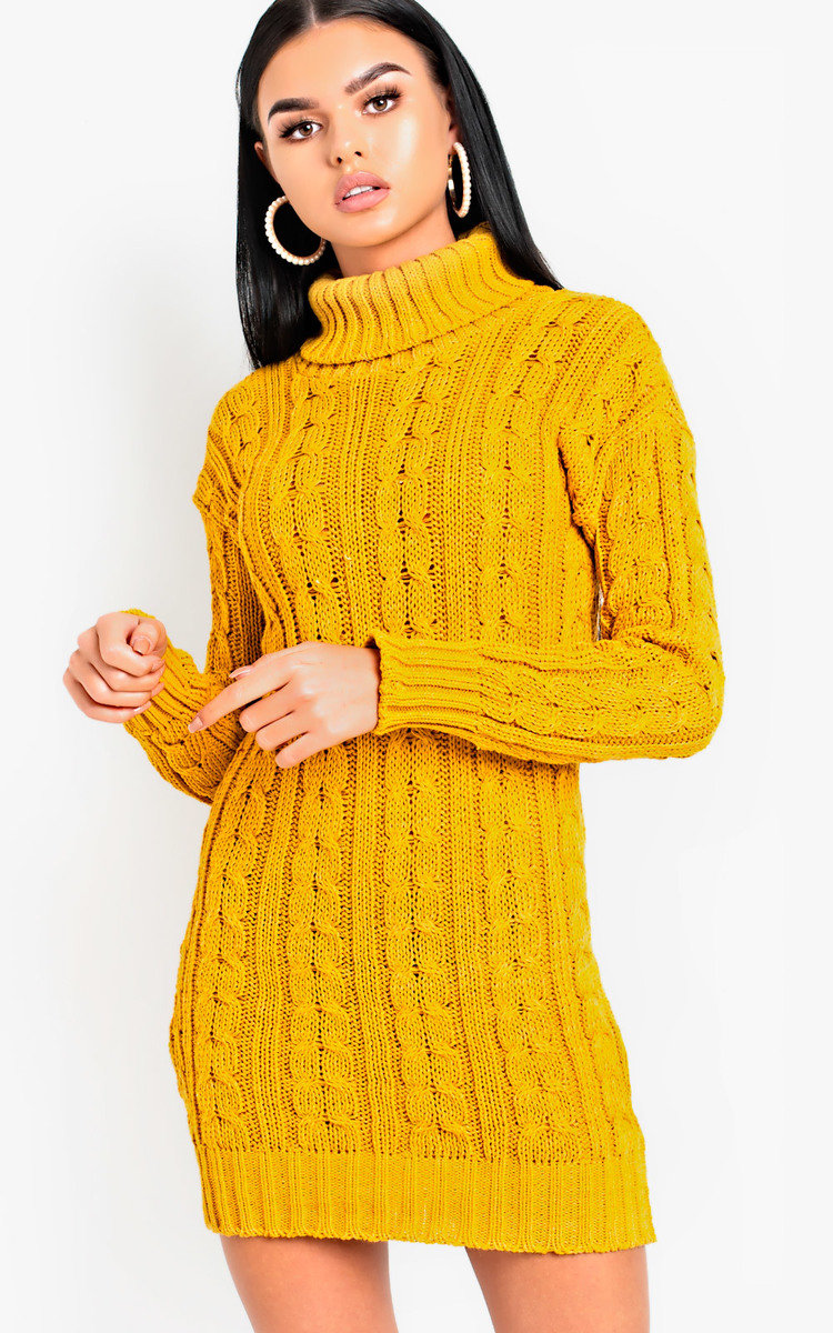 mustard long jumper dress