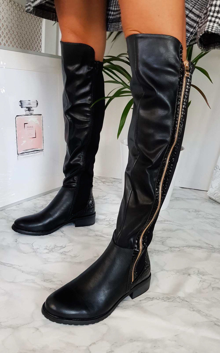 Daffney Zip Knee High Boots