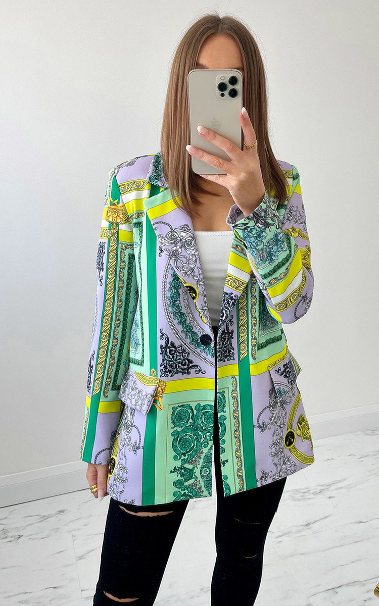 Dahlia Printed Blazer Jacket Thumbnail Dahlia Printed Blazer Jacket Thumbnail