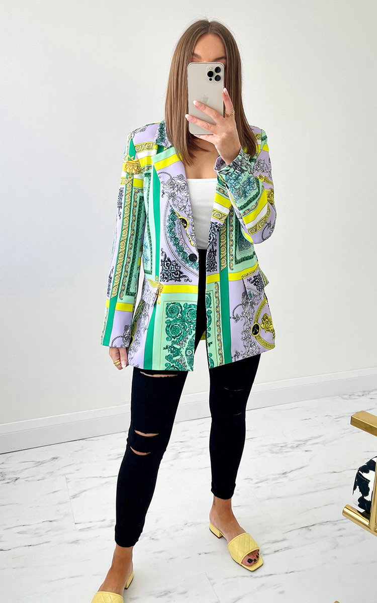 Dahlia Printed Blazer Jacket Dahlia Printed Blazer Jacket