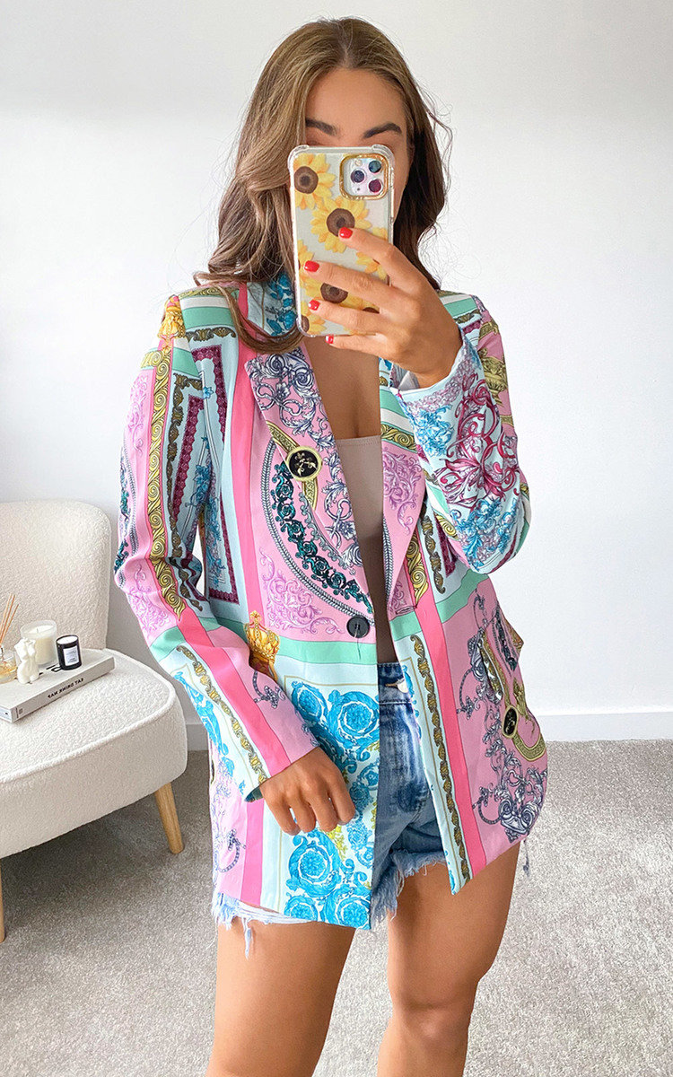 Dahlia Printed Blazer Jacket Thumbnail Dahlia Printed Blazer Jacket Thumbnail