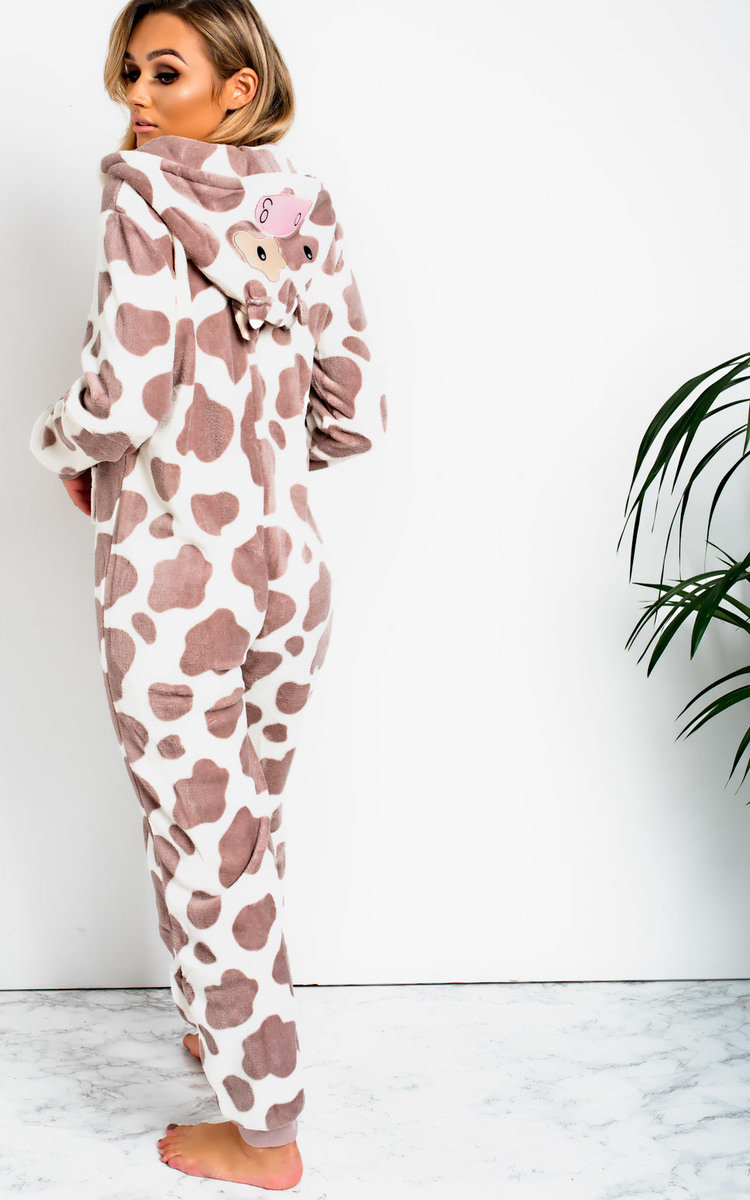 Daisy Fluffy Cow Onesie in Cream ikrush