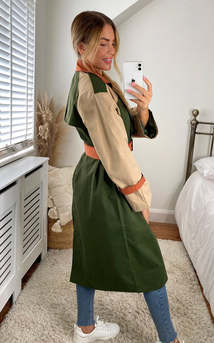 Dakota Colour Block Trench Coat Thumbnail