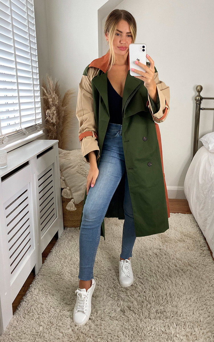 Dakota Colour Block Trench Coat