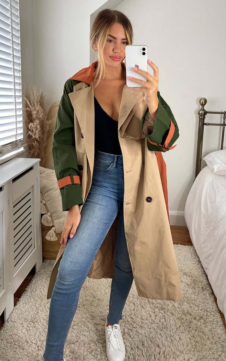 Dakota Colour Block Trench Coat