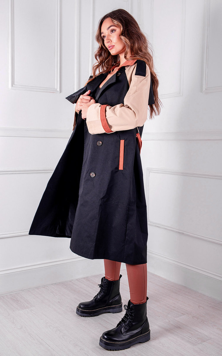 Dakota Colour Block Trench Coat Thumbnail