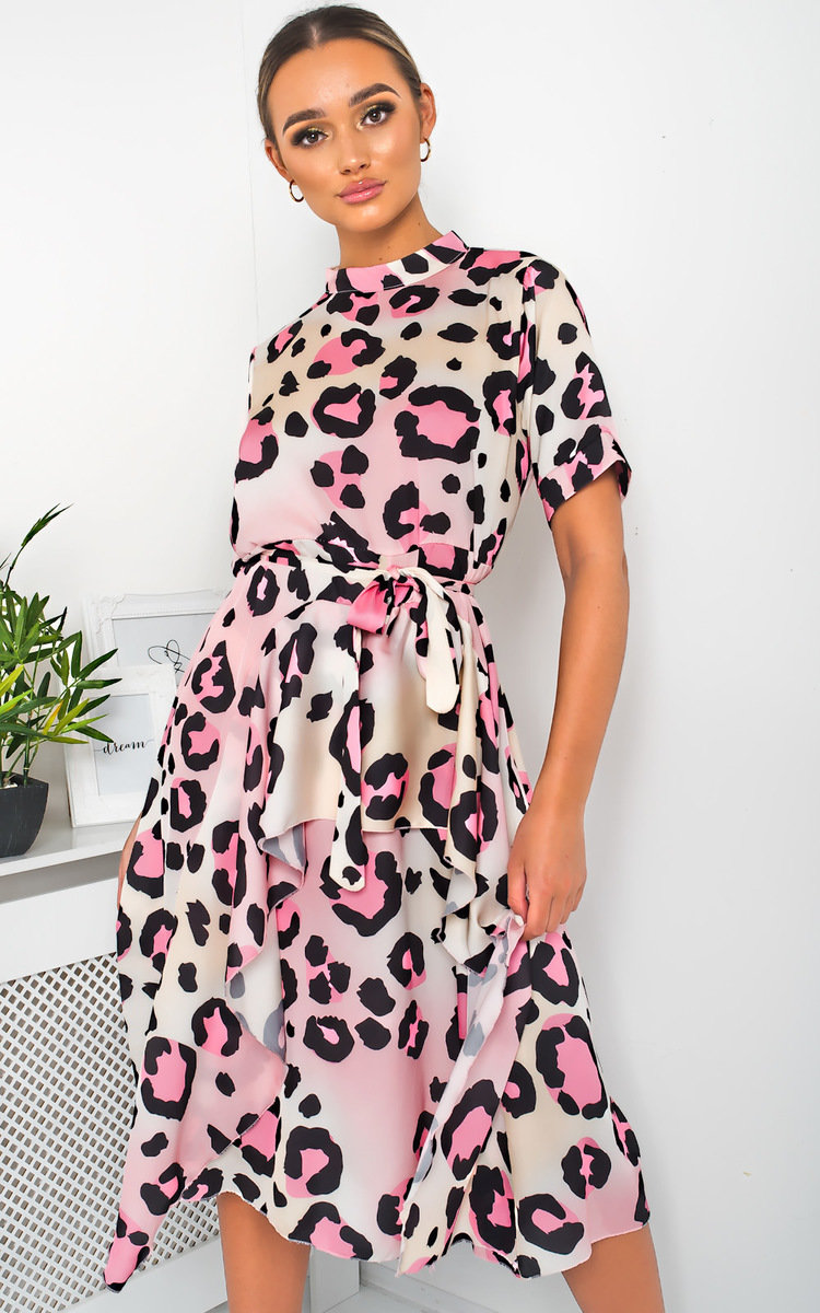 Danica Printed Frill Chiffon Dress Thumbnail