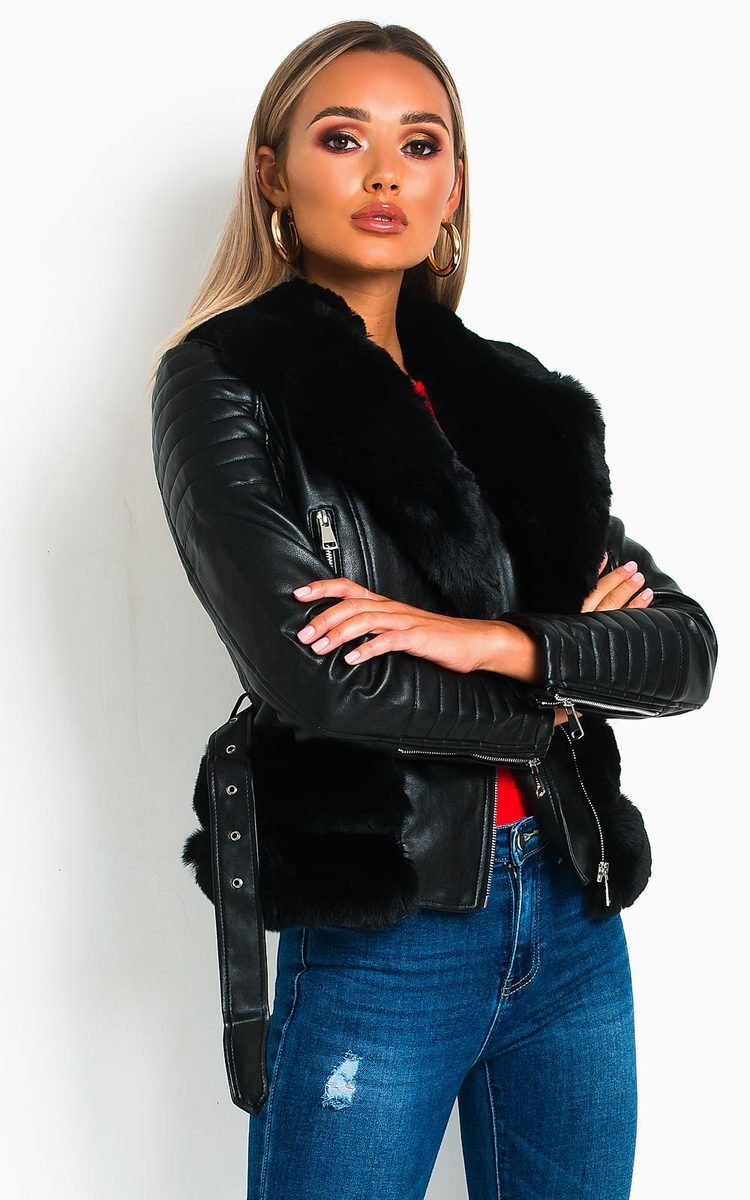 Darcey Faux Leather Aviator Jacket Thumbnail