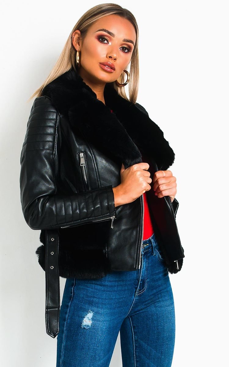 Darcey Faux Leather Aviator Jacket Thumbnail