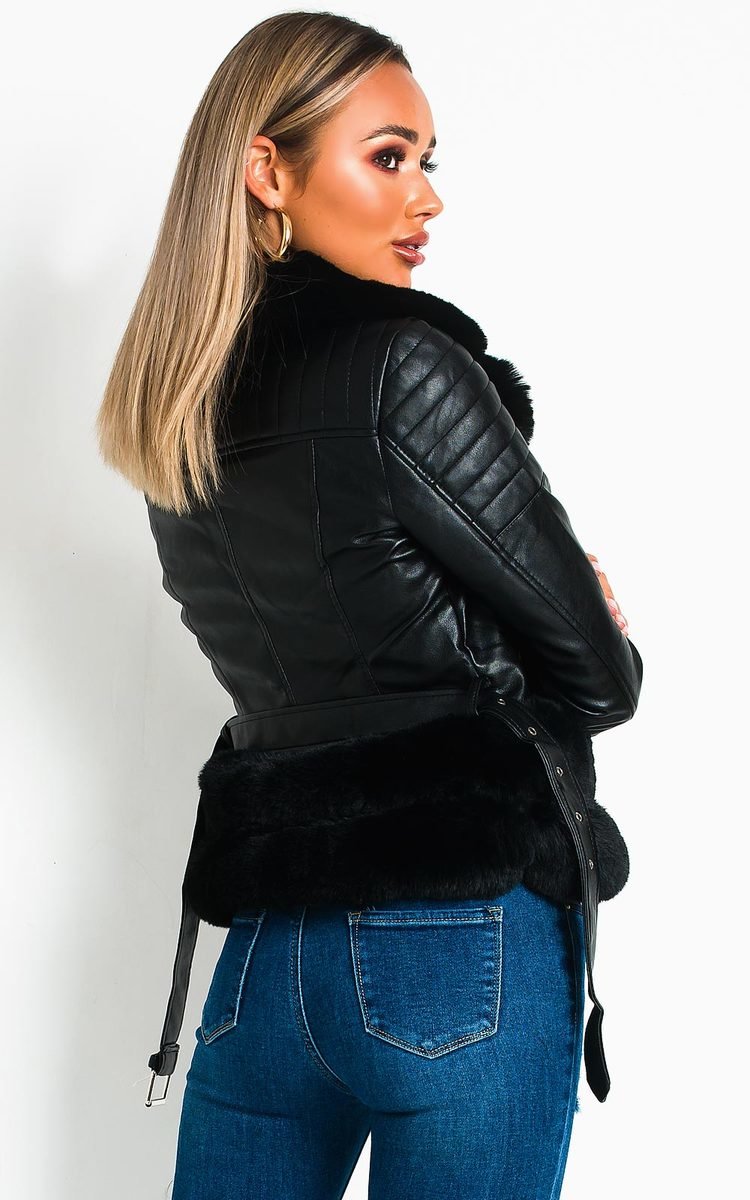 Darcey Faux Leather Aviator Jacket