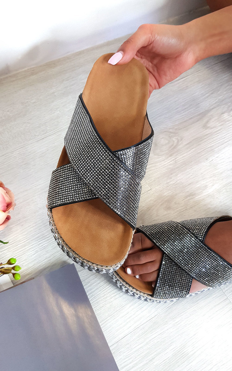 Darcie Woven Flatform Diamante Sandals Thumbnail Darcie Woven Flatform Diamante Sandals Thumbnail