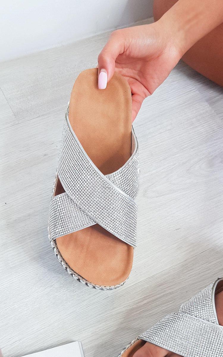 Darcie Woven Flatform Diamante Sandals