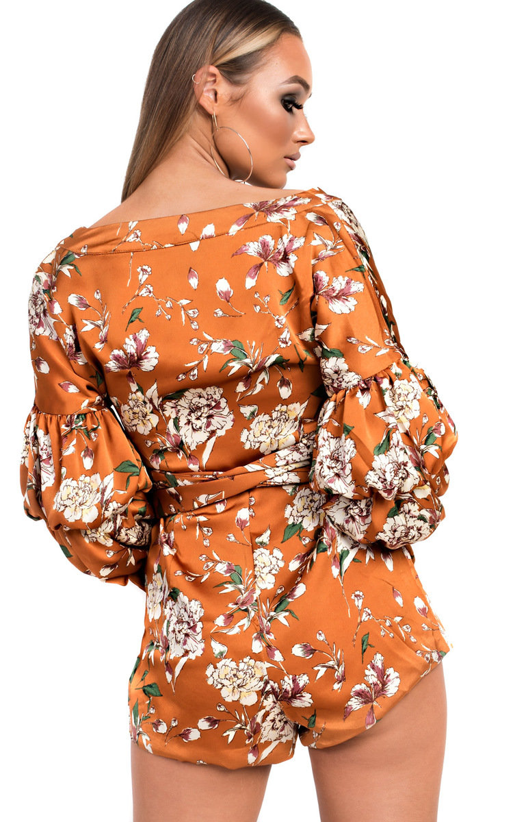 Daria Floral Ruffled Kimono Wrap Playsuit Thumbnail Daria Floral Ruffled Kimono Wrap Playsuit Thumbnail