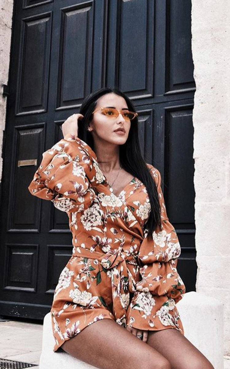 Daria Floral Ruffled Kimono Wrap Playsuit Daria Floral Ruffled Kimono Wrap Playsuit