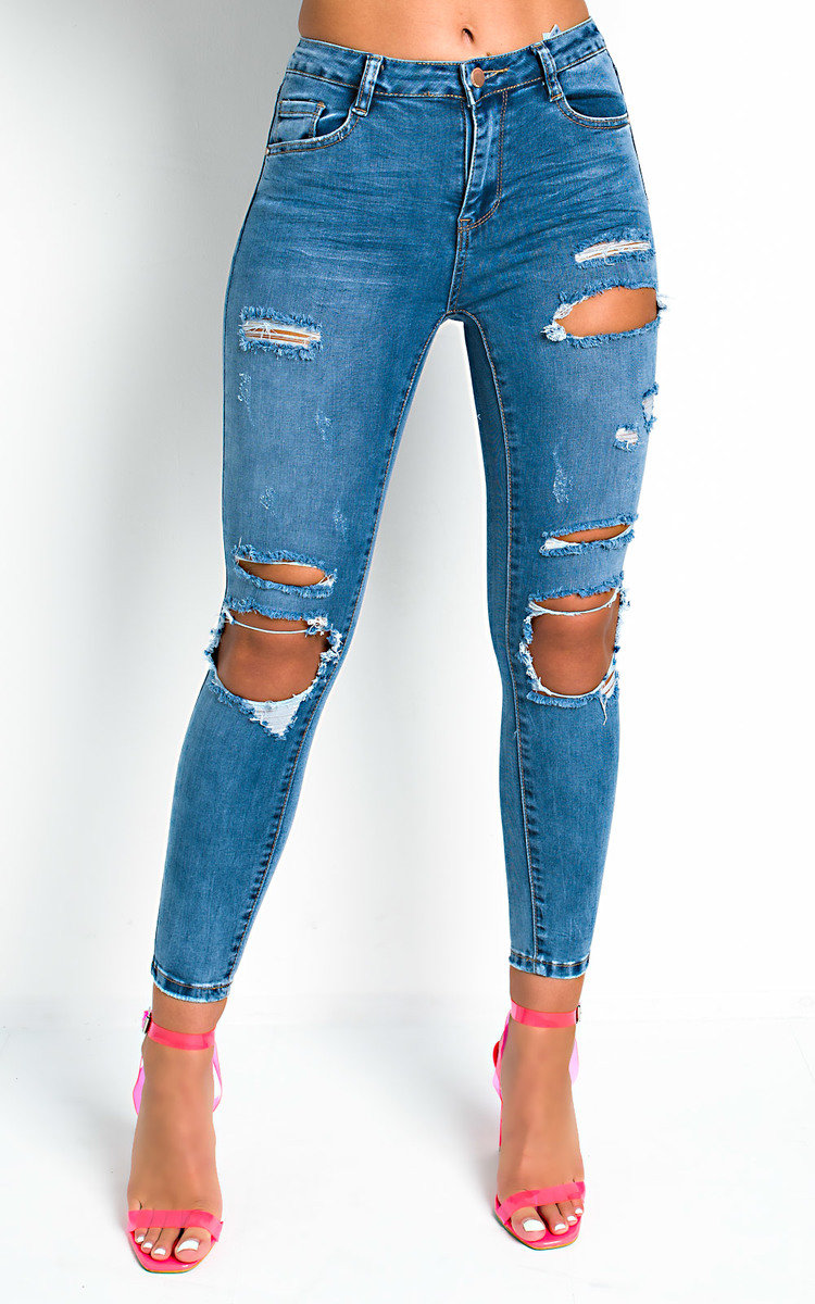 Deanna Distressed High Waist Skinny Jeans  Thumbnail