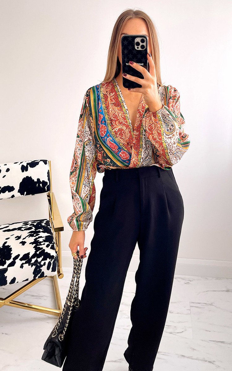 Debra Wrap Front Printed Blouse Thumbnail