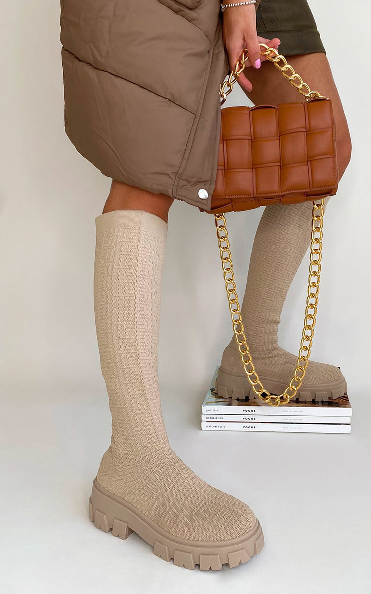 Delilah Knee High Chunky Sock Boots Thumbnail Delilah Knee High Chunky Sock Boots Thumbnail