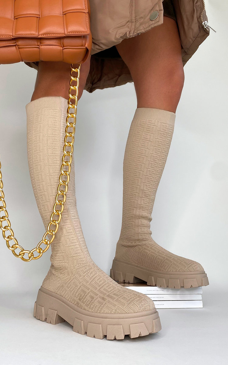 Delilah Knee High Chunky Sock Boots Thumbnail Delilah Knee High Chunky Sock Boots Thumbnail
