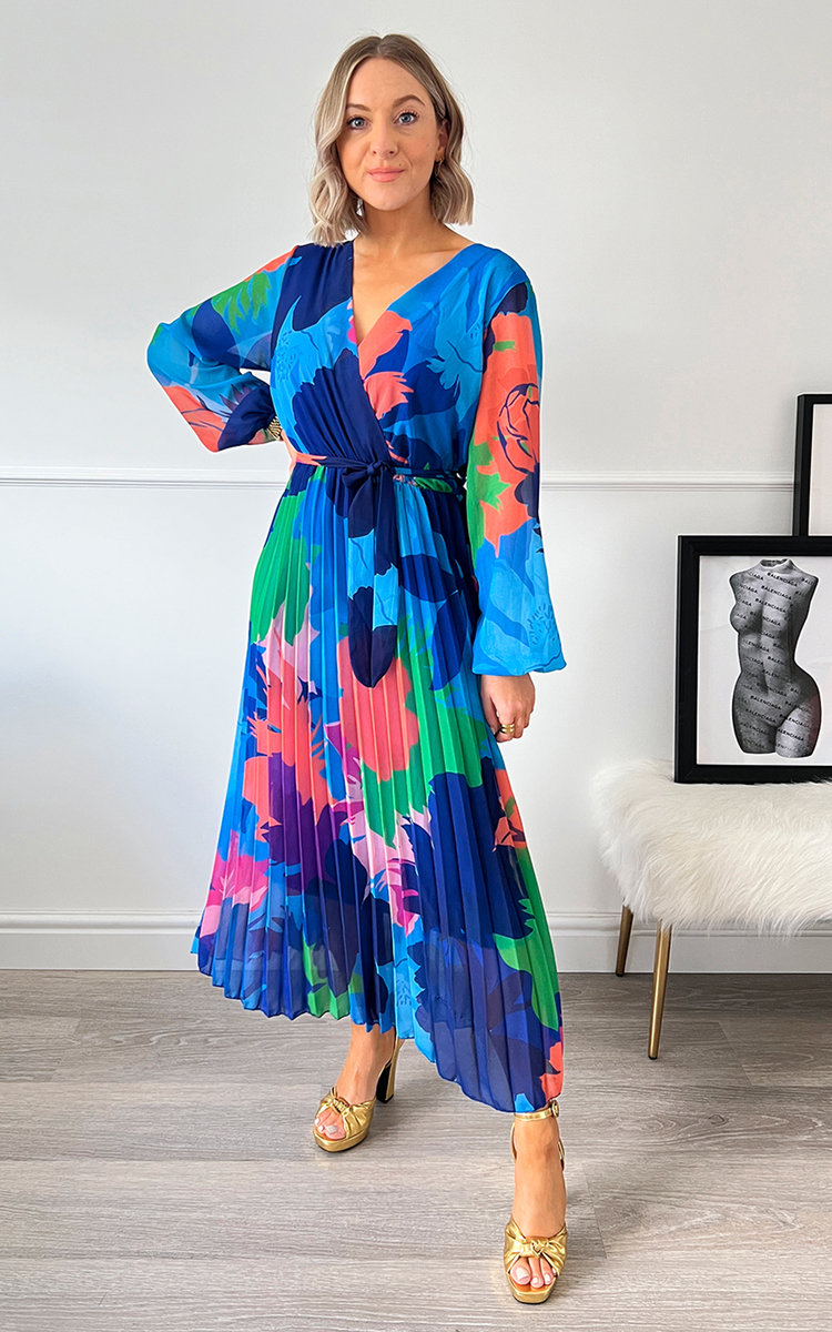 Delilah Pleated Wrap Front  Maxi Dress Thumbnail