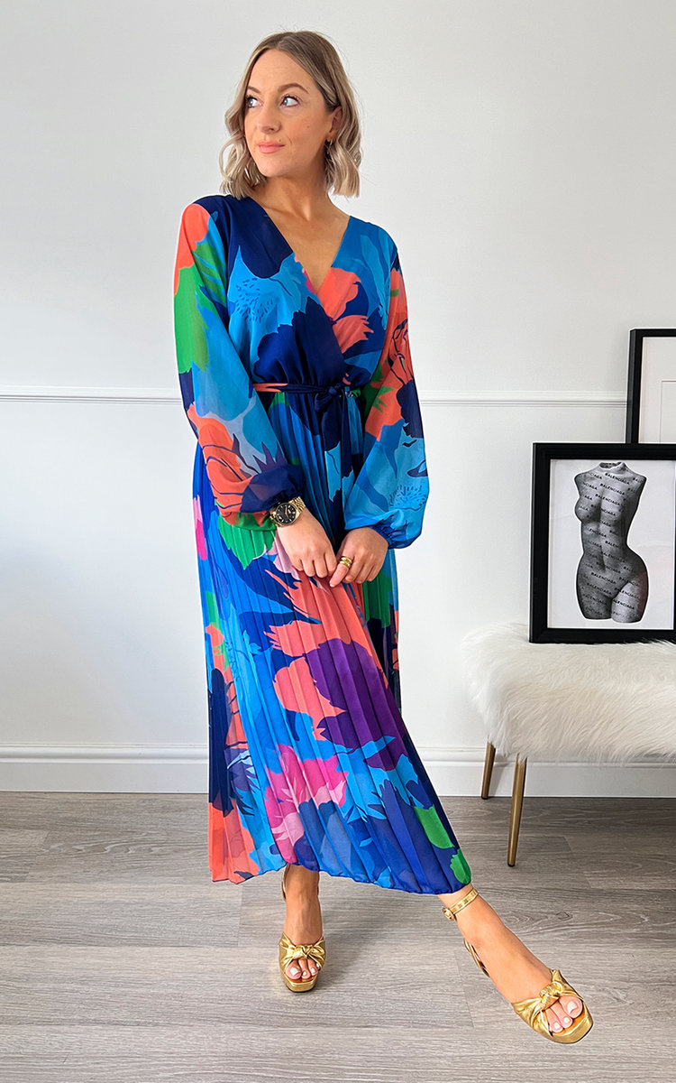 Delilah Pleated Wrap Front  Maxi Dress Thumbnail