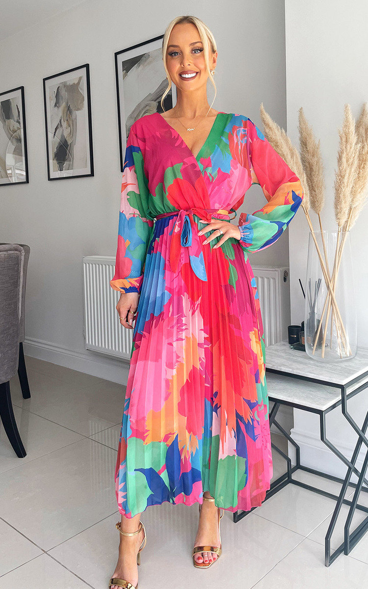 Delilah Pleated Wrap Front Maxi Dress Thumbnail Delilah Pleated Wrap Front Maxi Dress Thumbnail