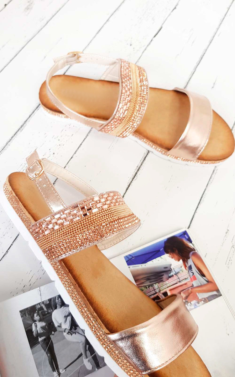 Derya Double Strapped Embellished Sandals Derya Double Strapped Embellished Sandals