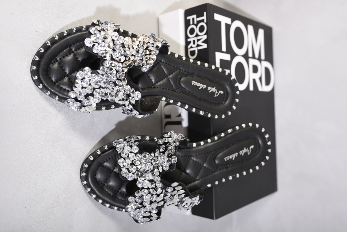 Open Toe Black Bling Flat Sandals Black Girls Open Toe Flats