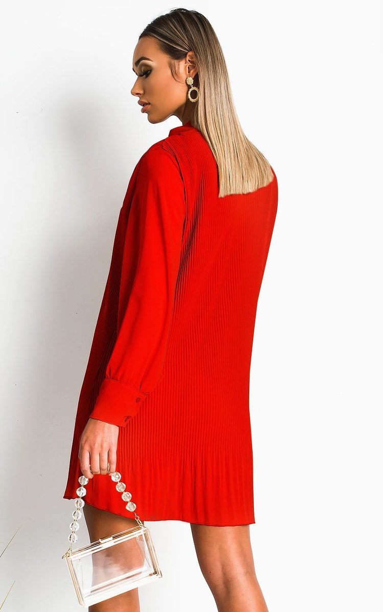 Dianna Pleated Bow Shift Dress