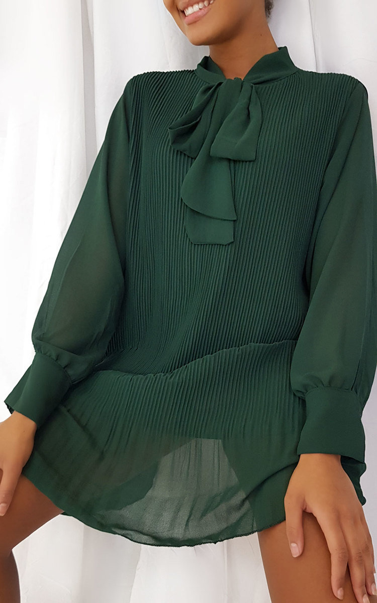 Dianna Pleated Bow Shift Dress Thumbnail Dianna Pleated Bow Shift Dress Thumbnail
