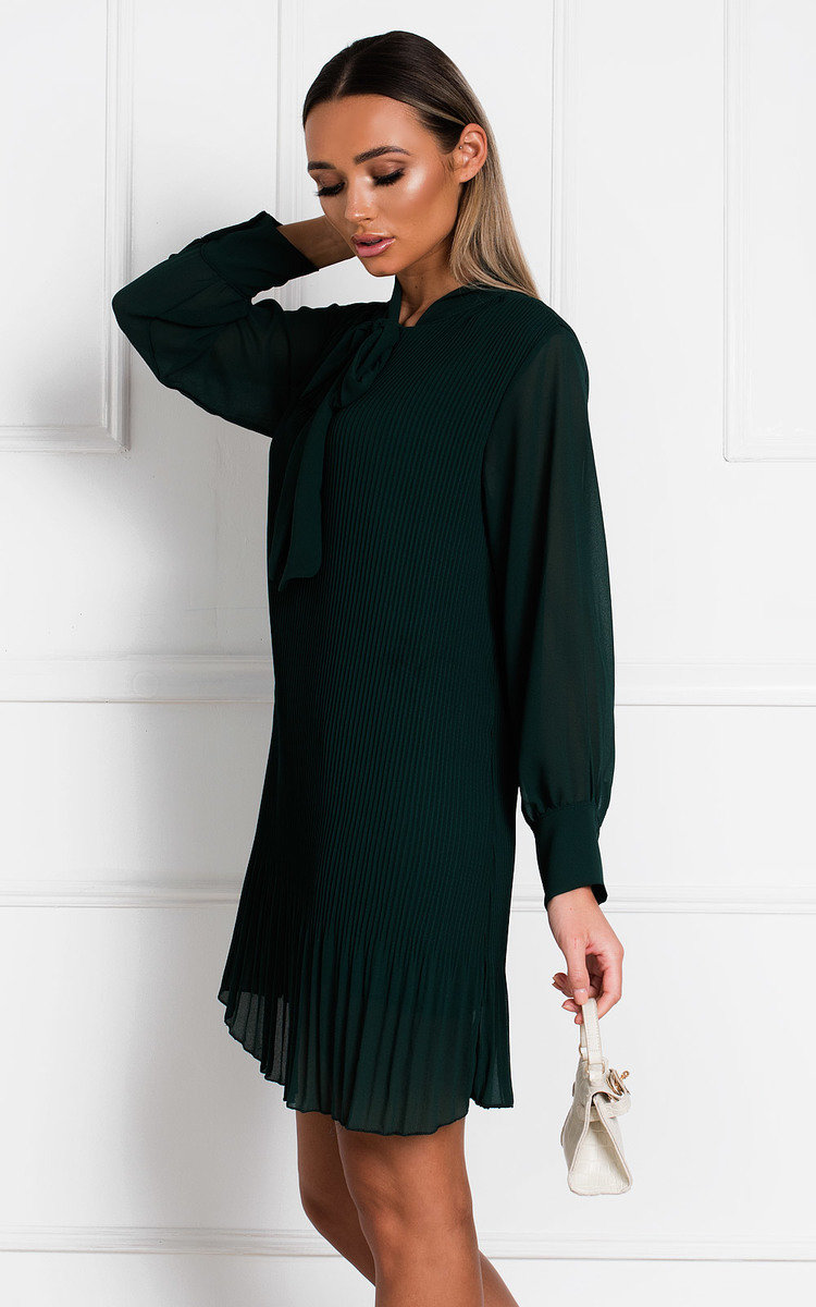 Dianna Pleated Bow Shift Dress Thumbnail Dianna Pleated Bow Shift Dress Thumbnail