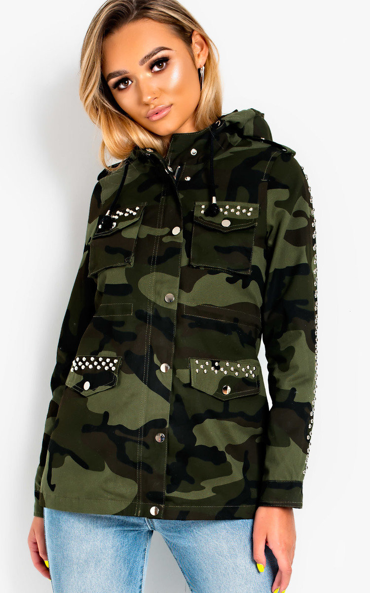 Dillan Camo Print Studded Jacket Thumbnail Dillan Camo Print Studded Jacket Thumbnail
