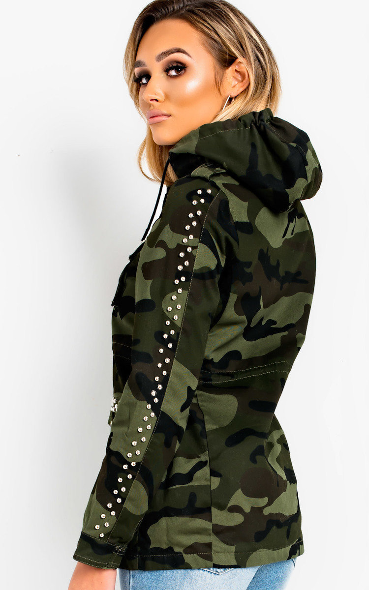 Dillan Camo Print Studded Jacket