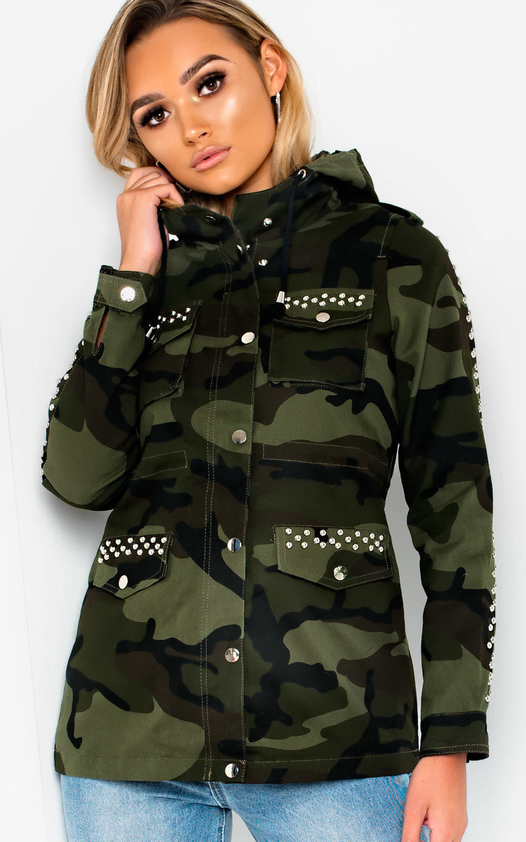 Dillan Camo Print Studded Jacket Thumbnail