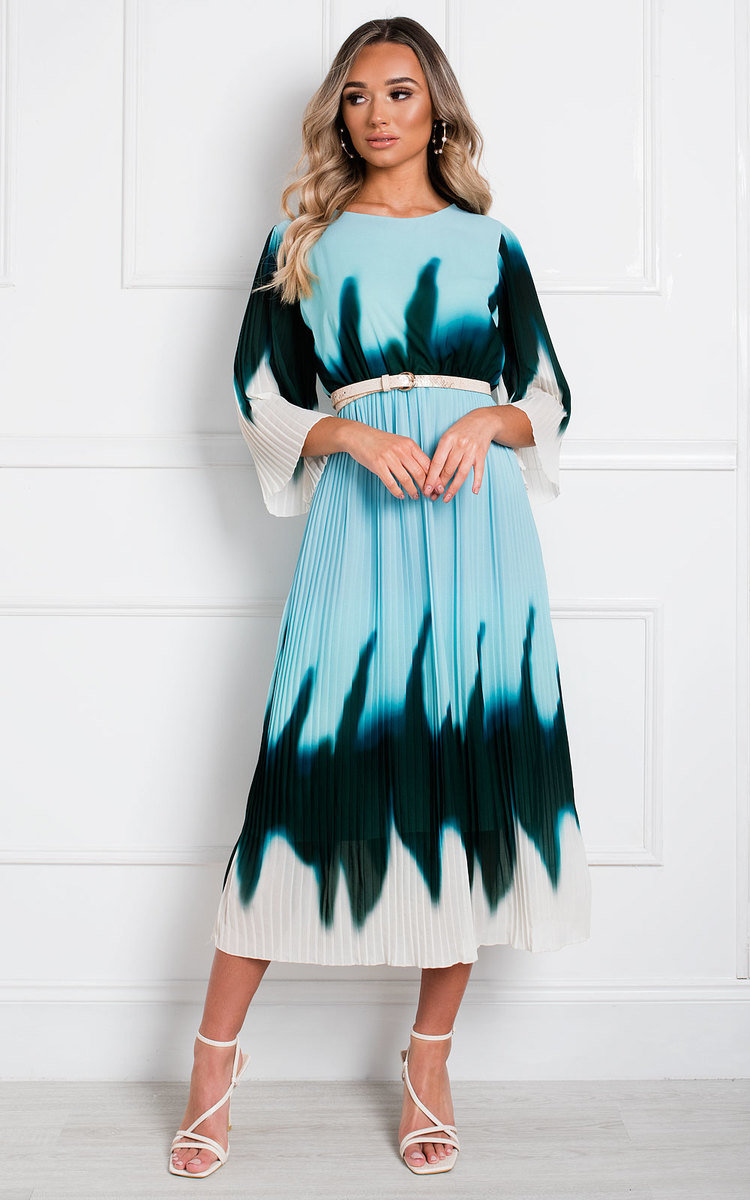 Dionne Tie Dye Ombre Pleated Midi Dress  Thumbnail