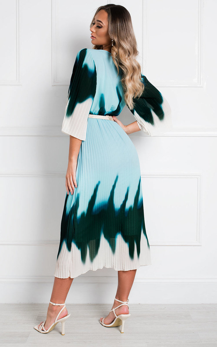 Dionne Tie Dye Ombre Pleated Midi Dress  Thumbnail