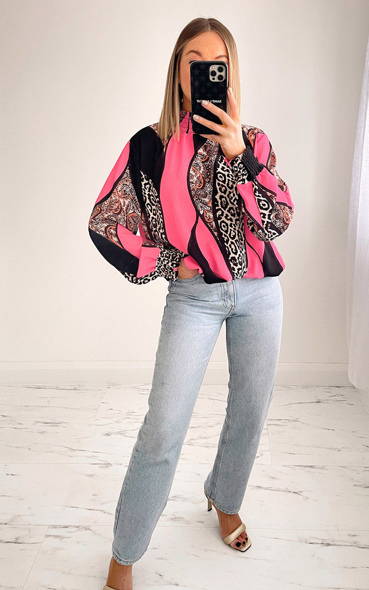Dixie High Neck Printed Blouse Thumbnail Dixie High Neck Printed Blouse Thumbnail