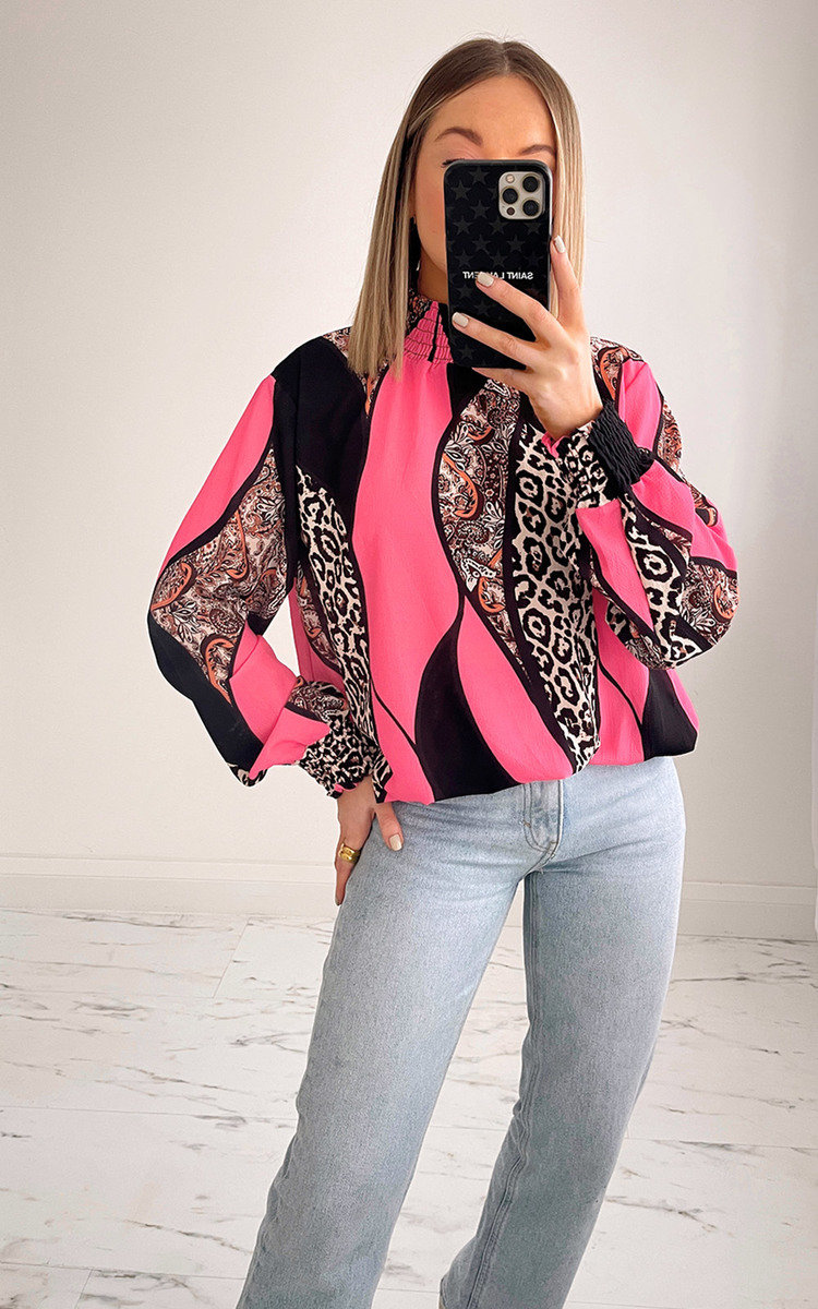 Dixie High Neck Printed Blouse Thumbnail Dixie High Neck Printed Blouse Thumbnail
