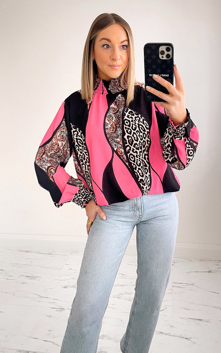 Dixie High Neck Printed Blouse