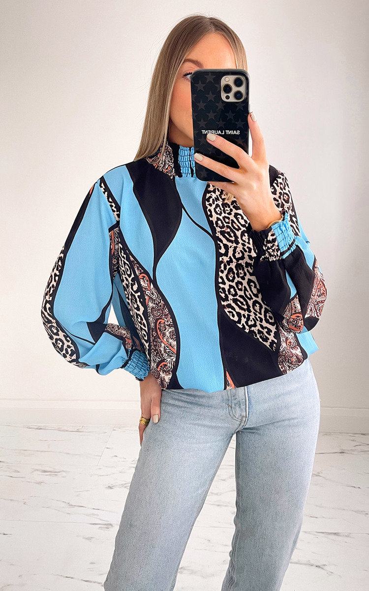 Dixie High Neck Printed Blouse Thumbnail Dixie High Neck Printed Blouse Thumbnail