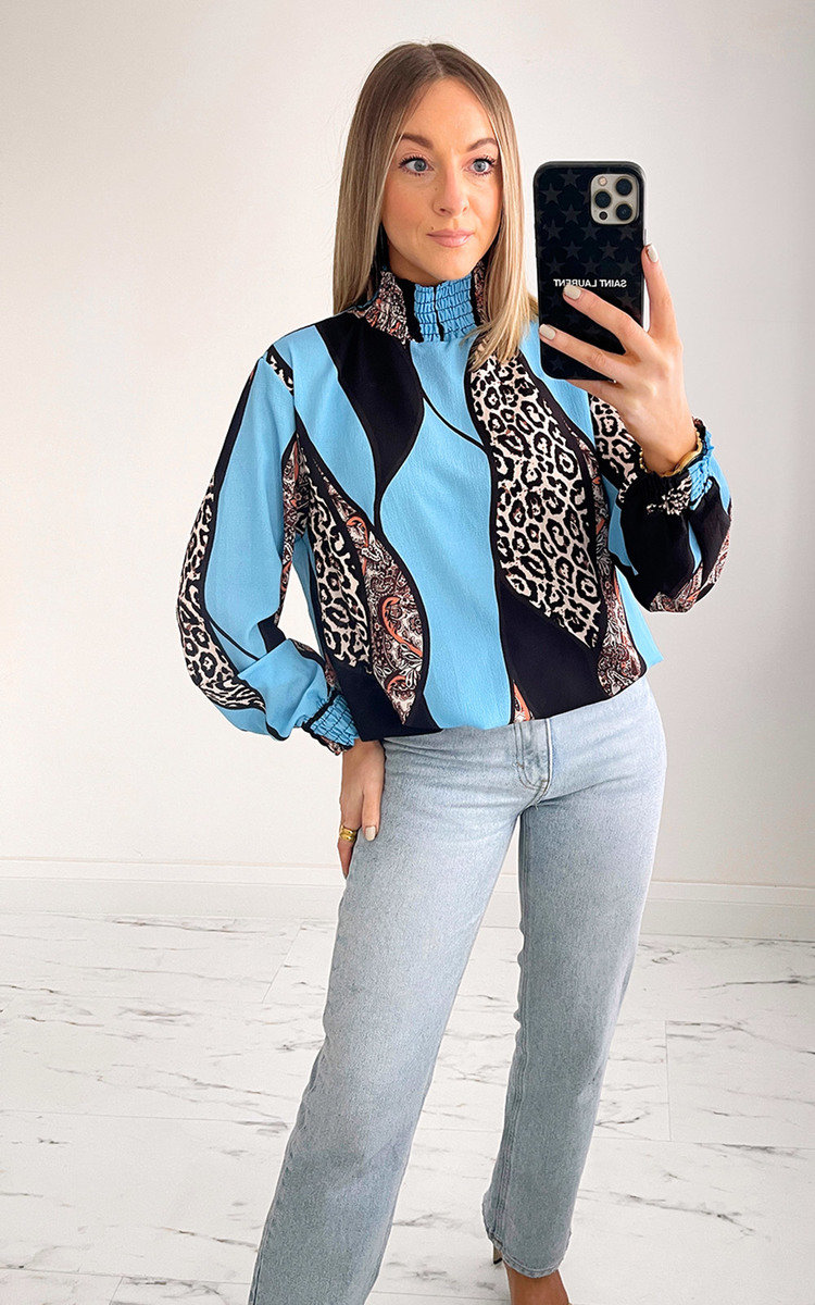 Dixie High Neck Printed Blouse Thumbnail Dixie High Neck Printed Blouse Thumbnail