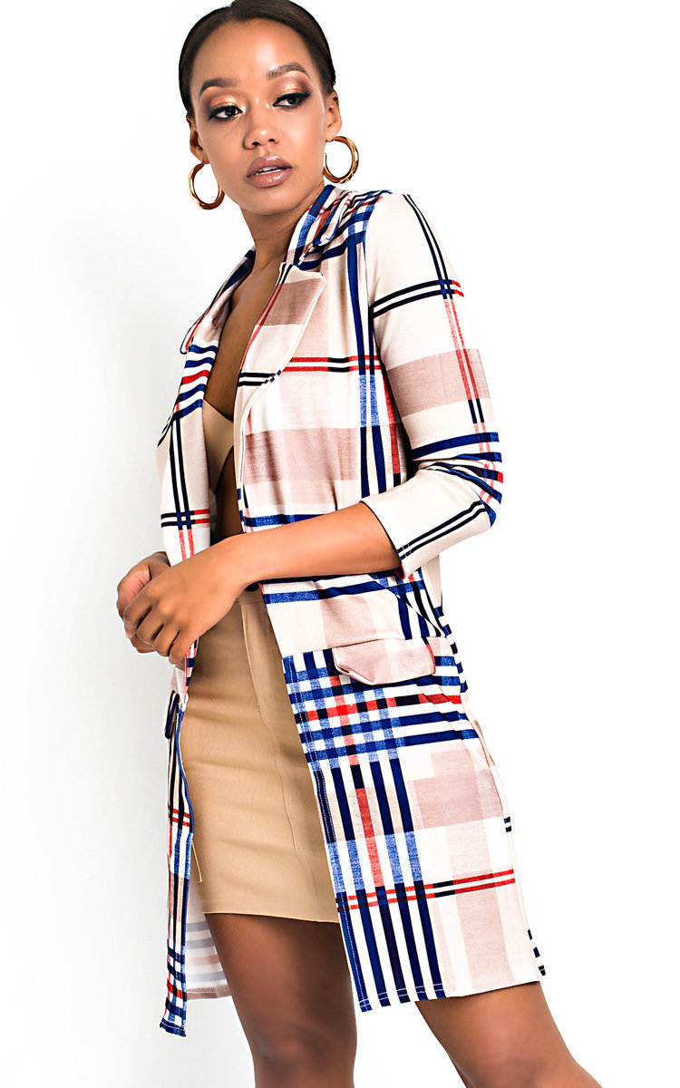 Dolly Check Print Longline Blazer Thumbnail Dolly Check Print Longline Blazer Thumbnail